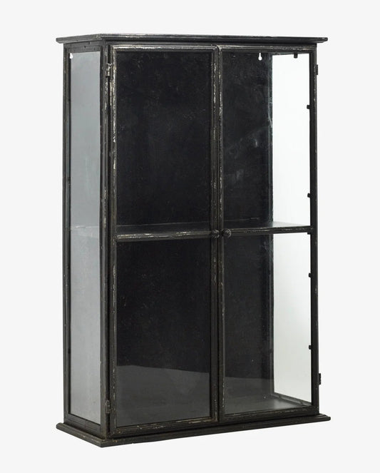 Wandvitrine schwarz Metall H 81 cm industrial