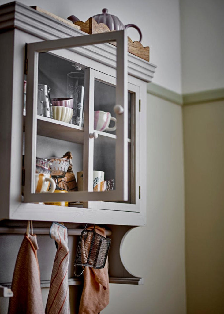 Wandvitrine H 70 cm grau Holz Landhausstil