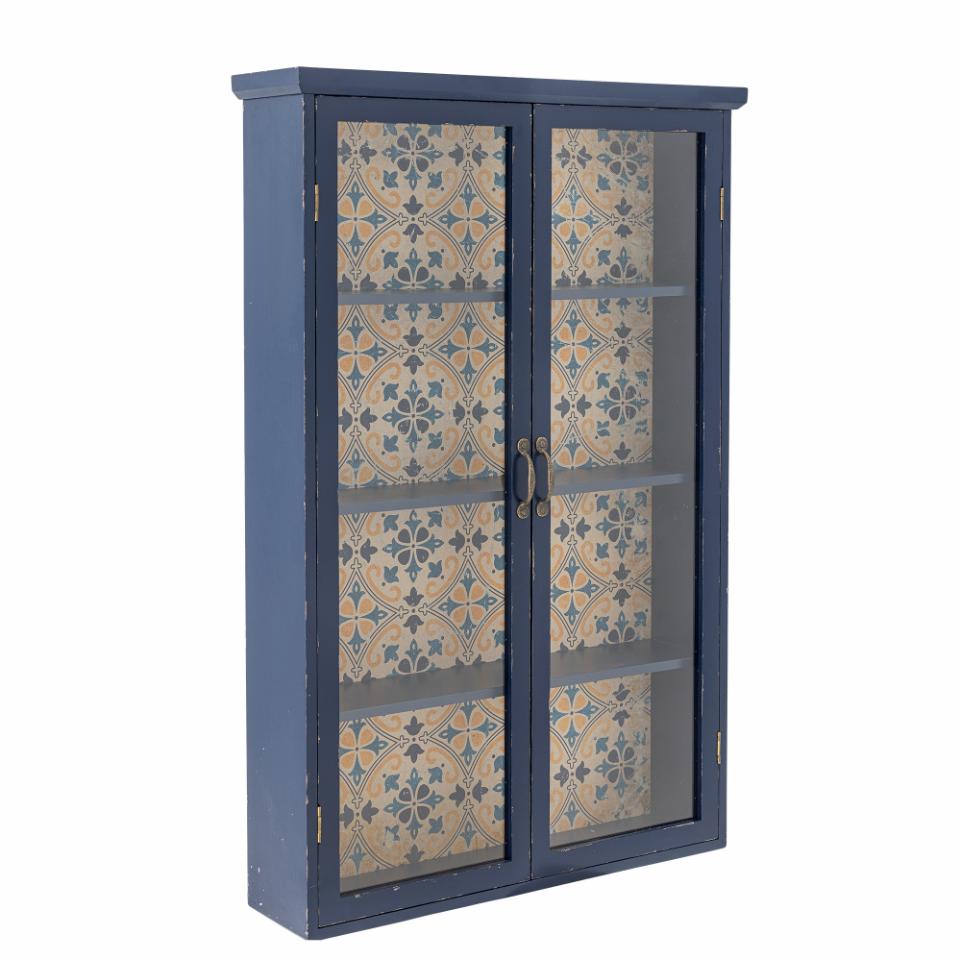 Wandvitrine  blau-bunt vintage 122cm Landhaus