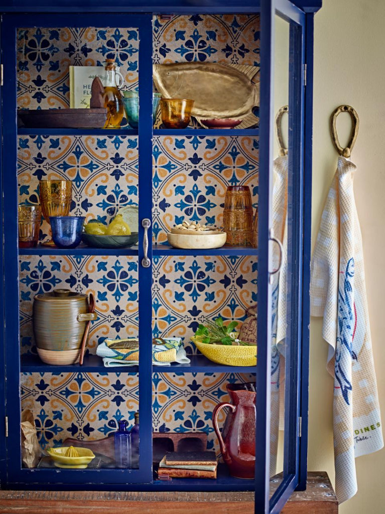 Wandvitrine  blau-bunt vintage 122cm Landhaus