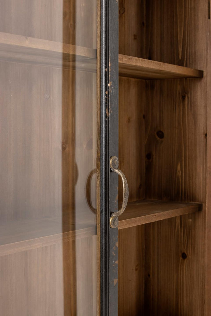 Wandvitrine schwarz 122cm - Shabby Chic Landhaus, innen natur Holz