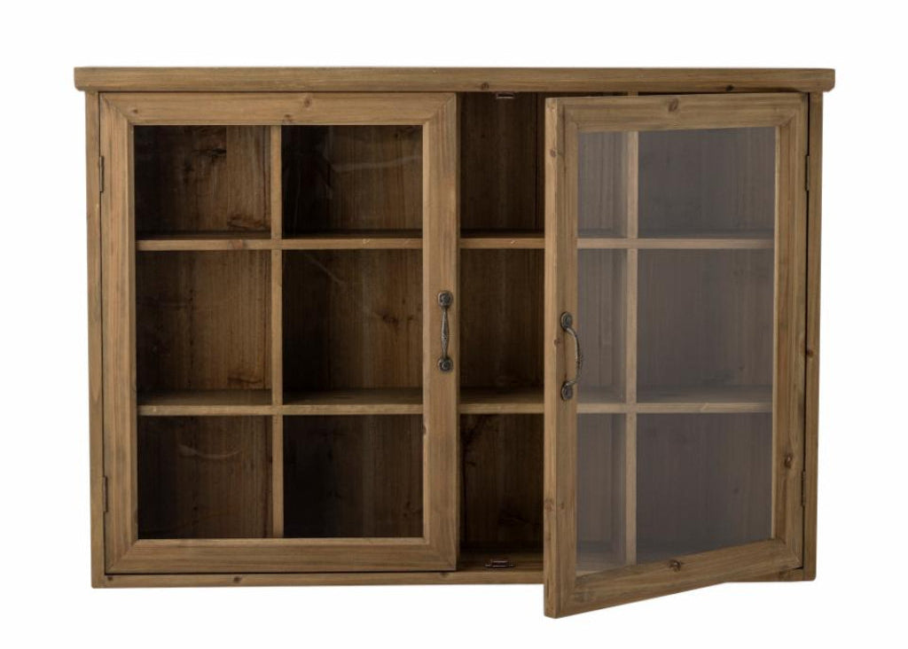 Wandvitrine Vintage Holz Landhausstil 110x76x25 cm Natur, Wandschrank