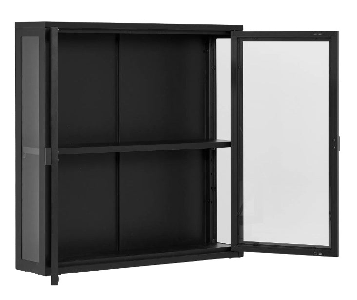 Wandvitrine schwarz 80x80 cm Metall & Glas – Moderner Hängeschrank