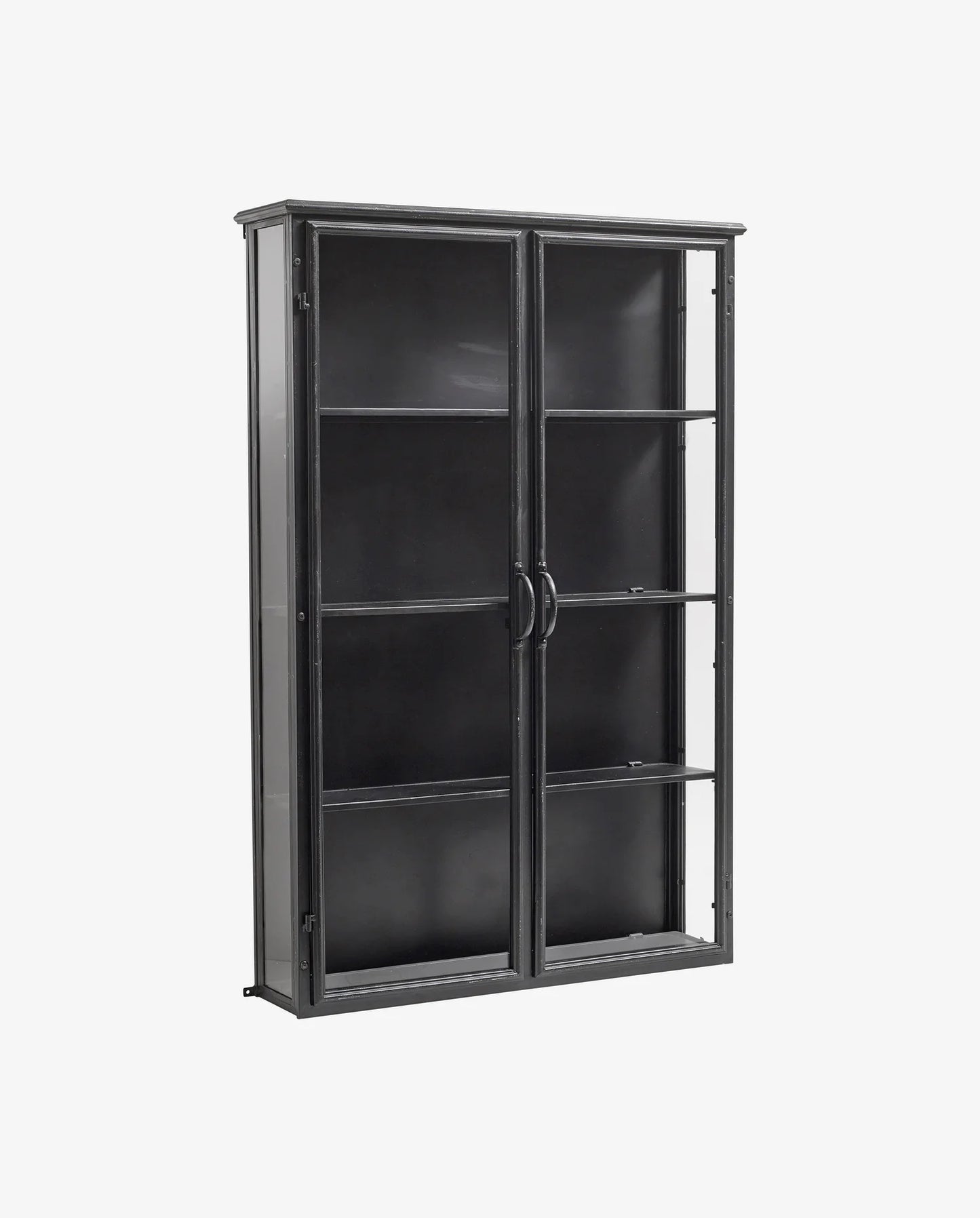 Wandvitrine BELLA schwarz Metall H 121 cm industrial
