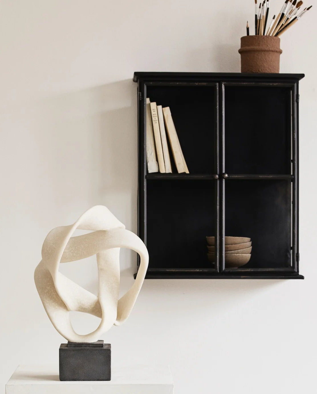 Wandvitrine schwarz Metall H 60 cm industrial