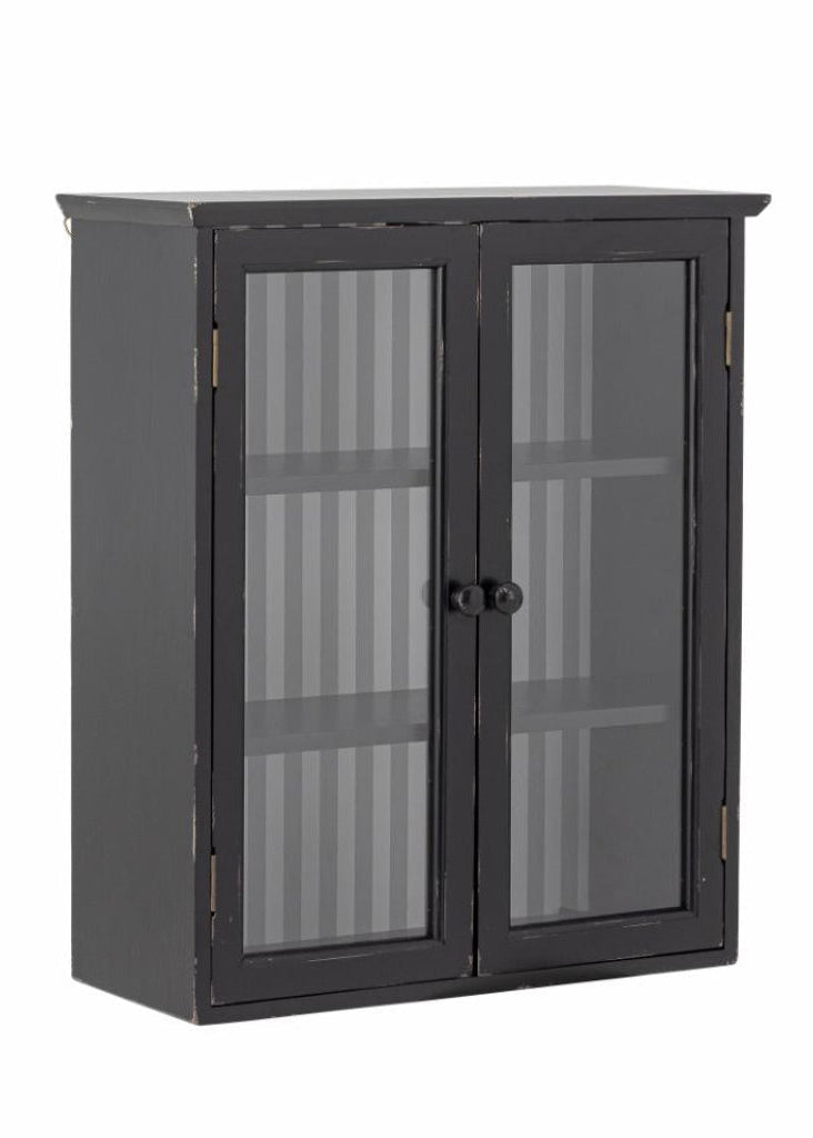 Wandvitrine JACKY schwarz H 66 cm Landhausstil