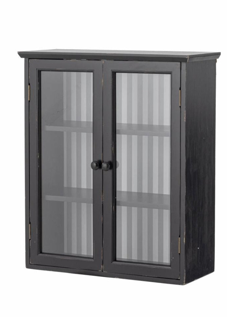 Wandvitrine JACKY schwarz H 66 cm - antiker Landhausstil