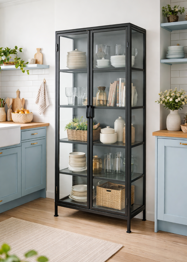 Vitrine im Industriedesign, Landhaus Vitrine, Design Vitrine