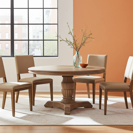 Altholz Esstisch ARI rund 160 cm Landhaus Säulentisch