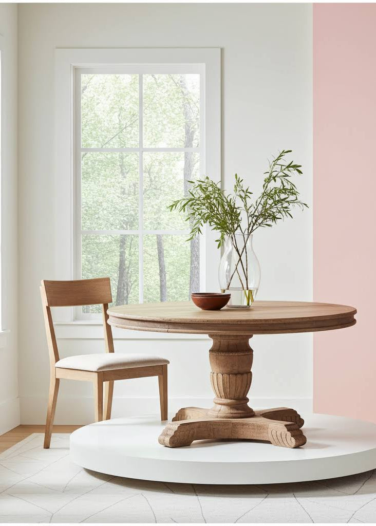 Altholz Esstisch ARI rund 160 cm Landhaus Säulentisch