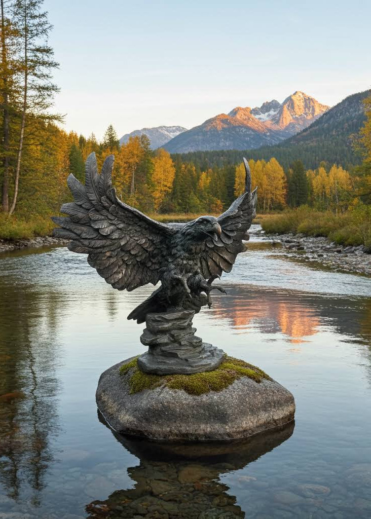Bronze Tier Skulptur "fliegender Adler"