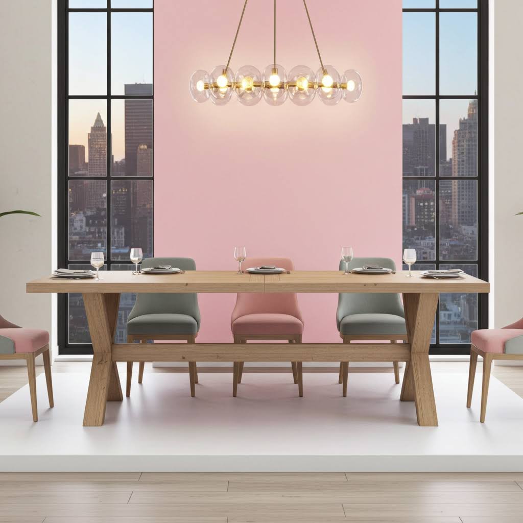 Esstisch TENA 240x100 cm Holz Natur X-Holzbeine - Landhaustisch