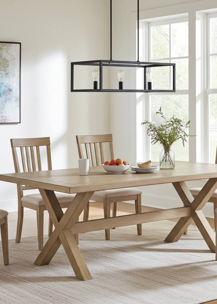 Esstisch TENA 240x100 cm Holz Natur X-Holzbeine - Landhaustisch