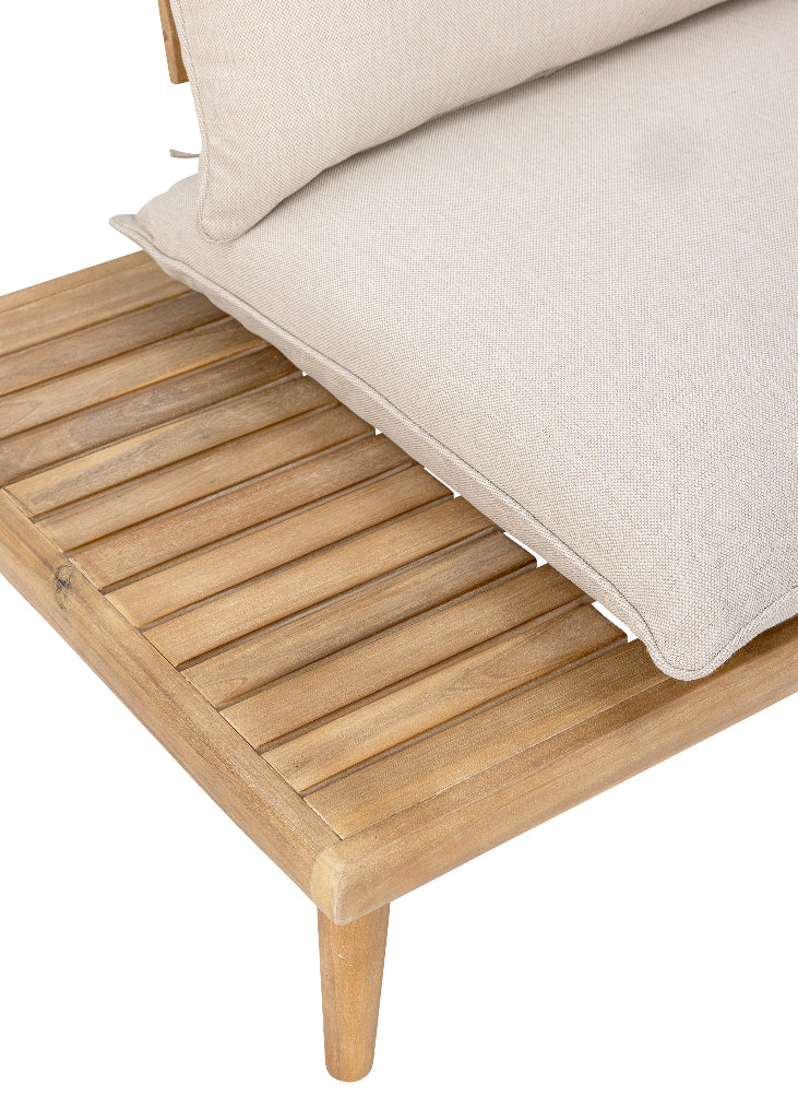 Outdoor Sofa Set aus Akazienholz mit Chaiselongue und Couchtisch