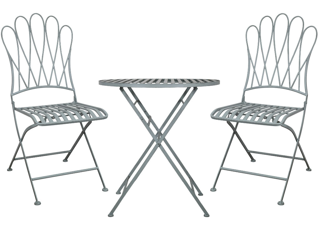 Blaues Bistro Gartenmöbel-Set – 1 Tisch + 2 Stühle