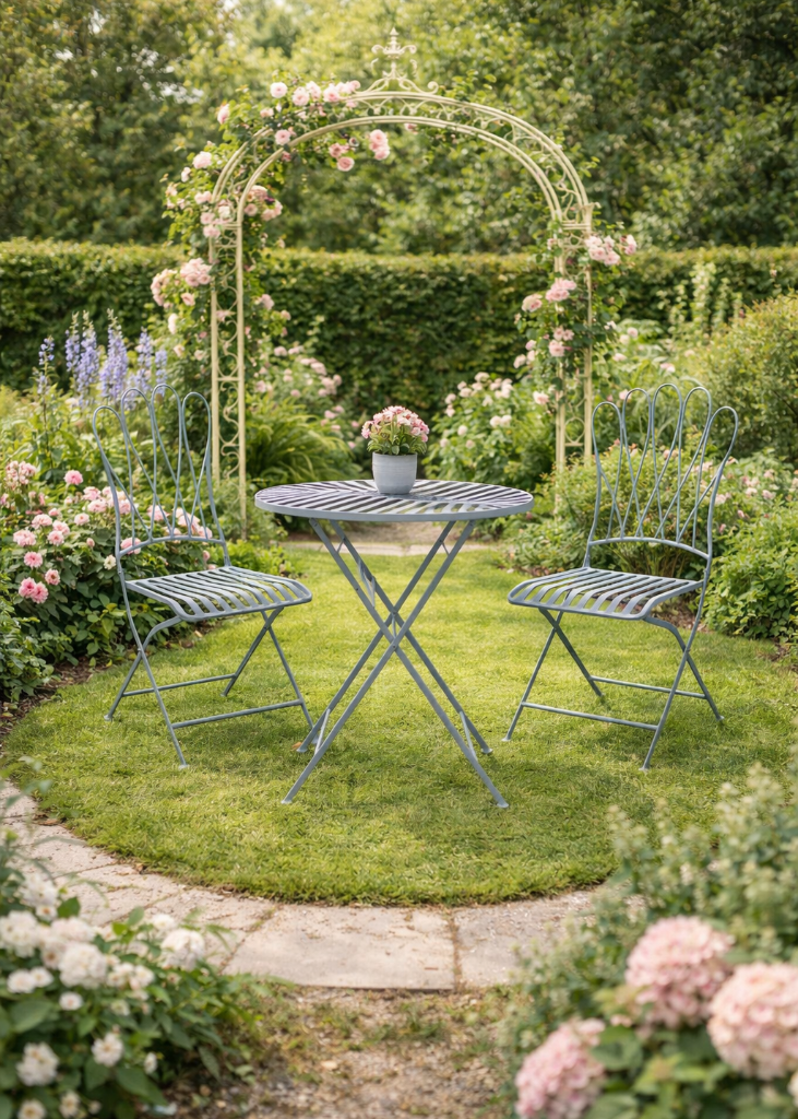 Blaues Bistro Gartenmöbel-Set – 1 Tisch+2 Stühle