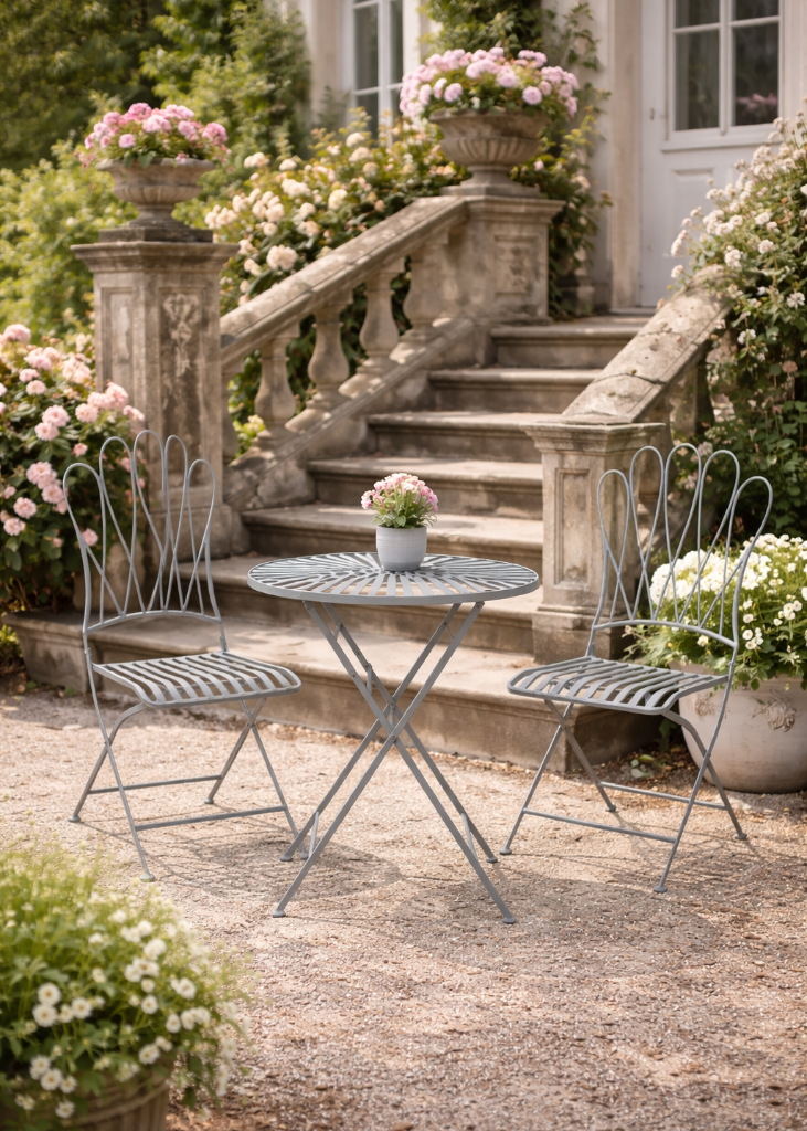 Blaues Bistro Gartenmöbel-Set – 1 Tisch+ 2 Stühle