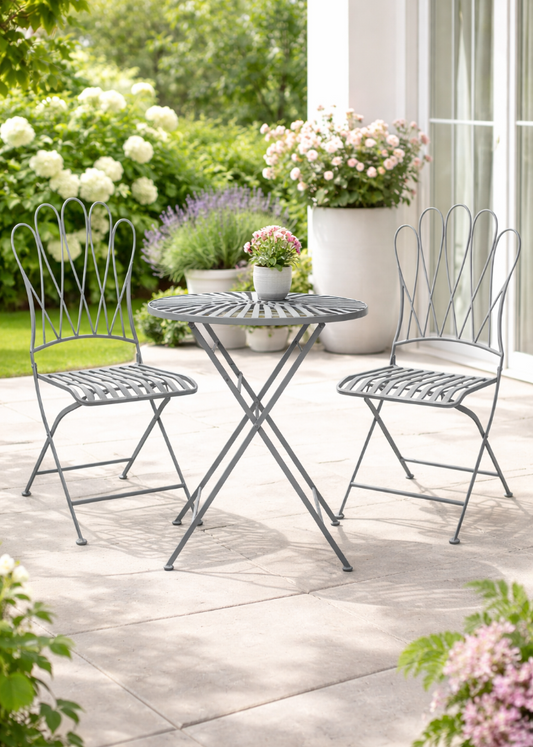 Blaues Bistro Gartenmöbel-Set – 1 Tisch &amp; 2 Stühle