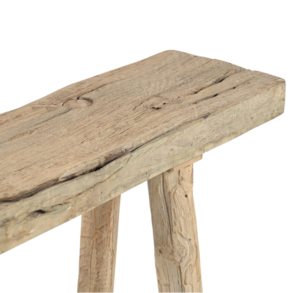 Rustikaler Flurtisch aus Massivholz Altholz Konsole im Vintage Industrial Stil