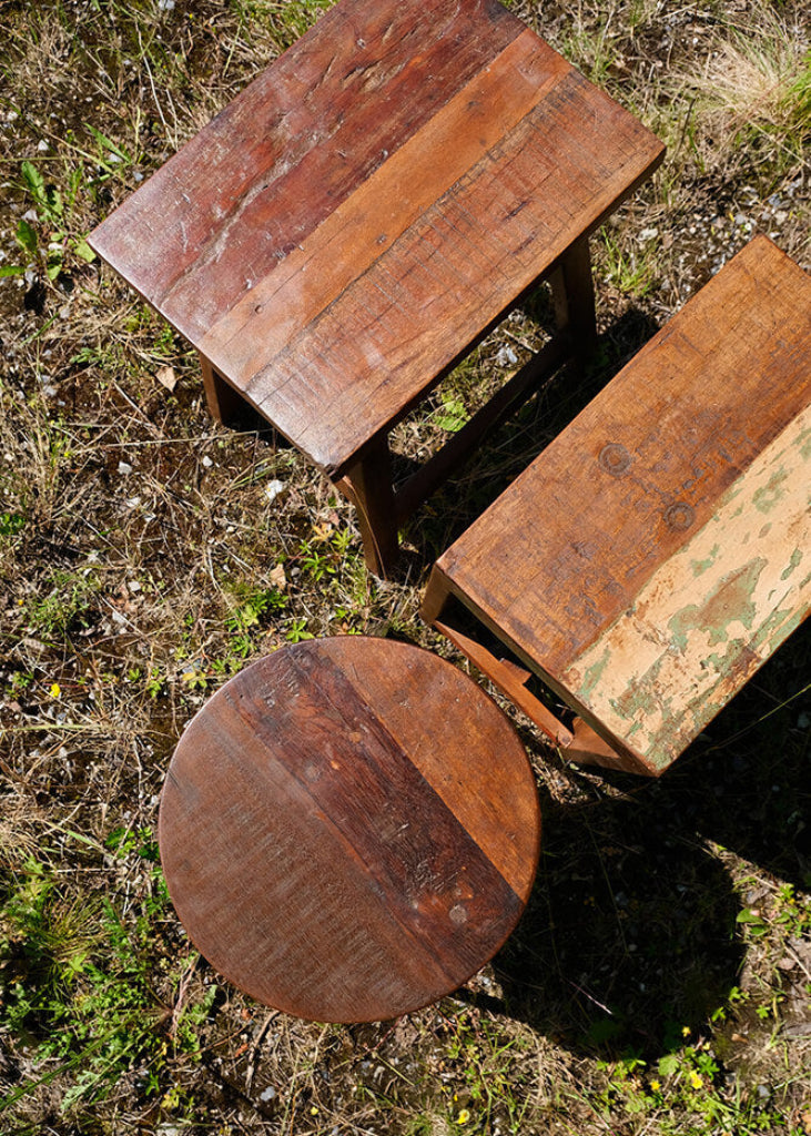 Recyclingholz Hocker aus Altholz