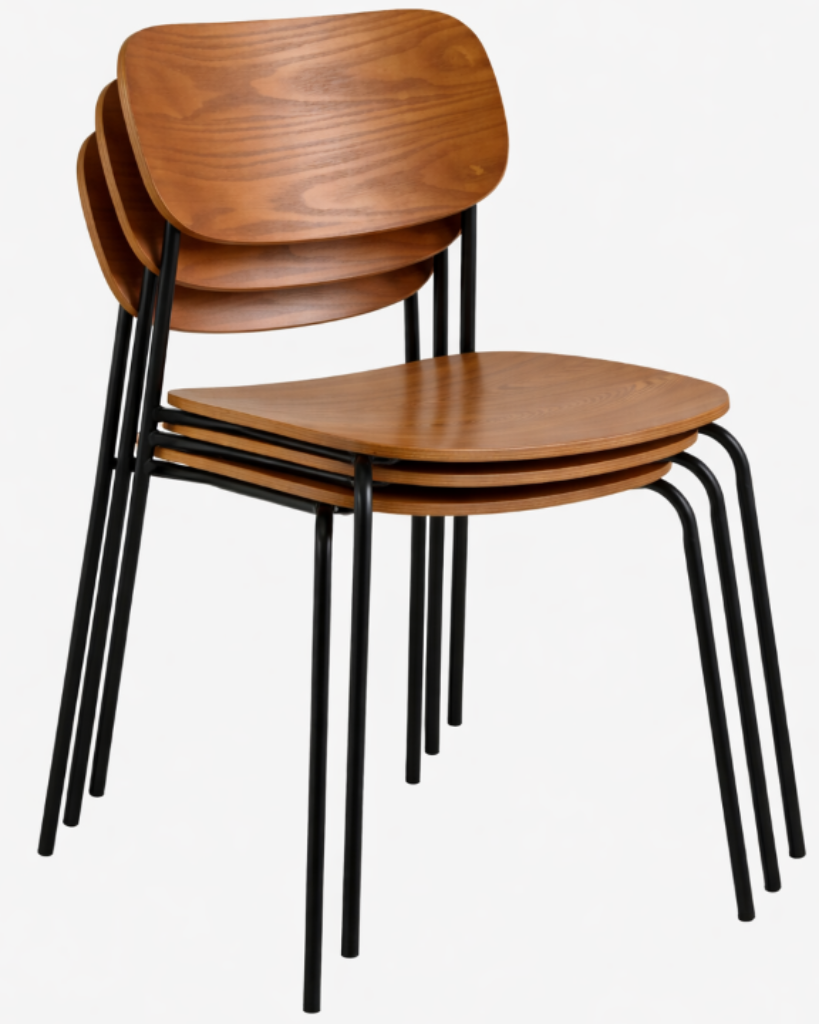 Esszimmerstuhl Holz-Metall, Bistro Stapelstuhl