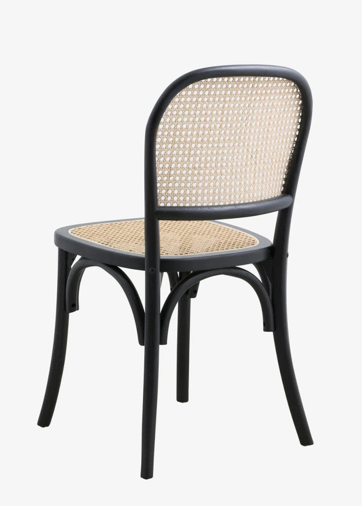 Esszimmerstuhl schwarz Rattan natur – Bistrostuhl mit Wiener Geflecht Rückenlehne und Sitzfläche
