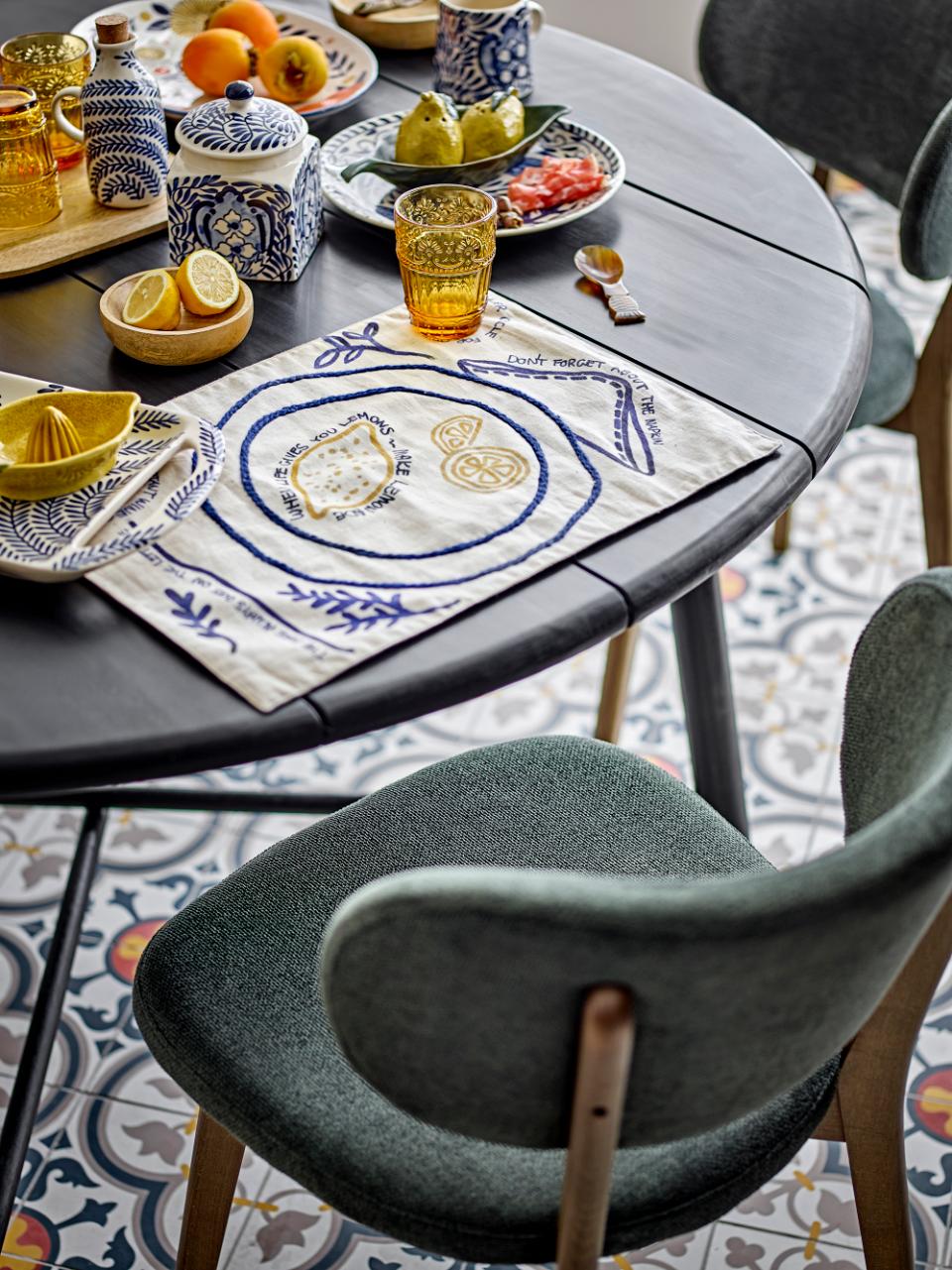 Landhaus Esstisch rund D 140 cm schwarz Akazienholz