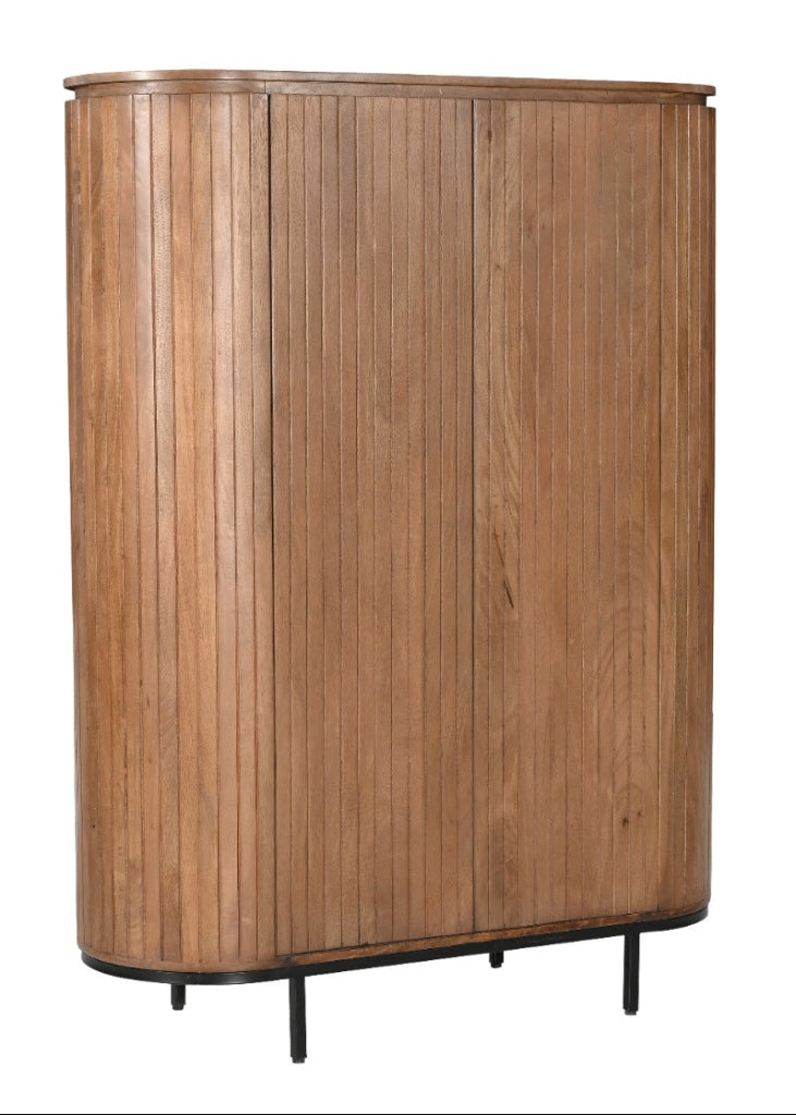 Moderner Holzschrank oval natur braun 150 cm hoch Wäscheschrank Schlafzimmer