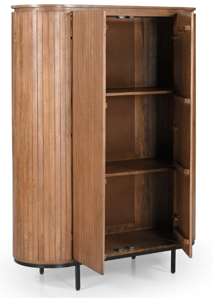 Ovaler Geschirrschrank Holz natur braun 150 cm Esszimmer Schrank modern