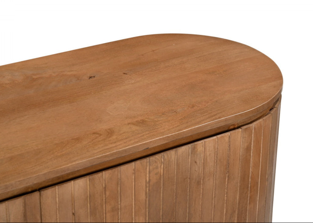 Holzschrank oval modern natur braun 150x115 cm Flur Wohnzimmer Schrank