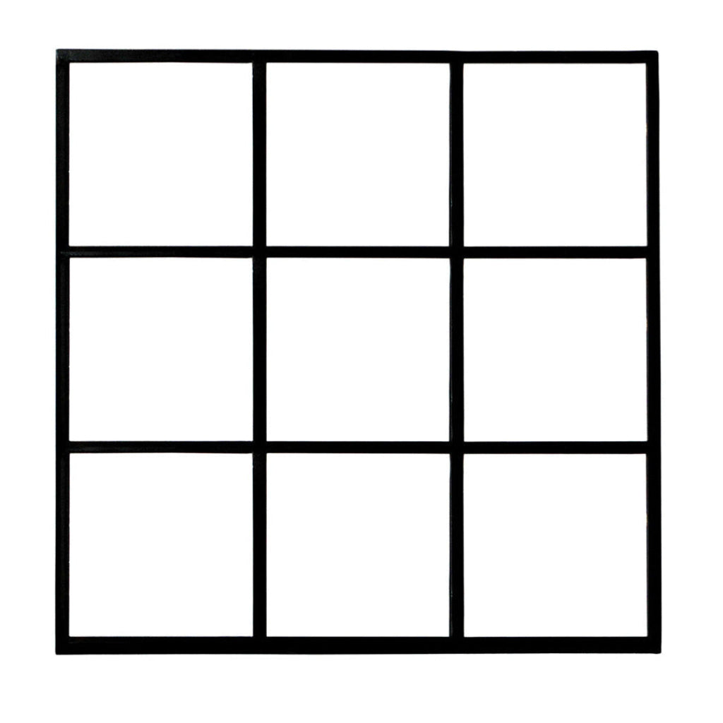 Quadratische Trennwand, Raumteiler Metall mit 9 Glasfenstern