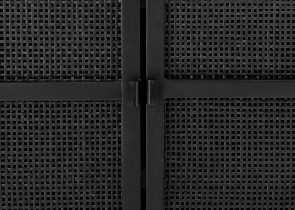 Anrichte Holz schwarz Landhausstil, Geflecht-Türen