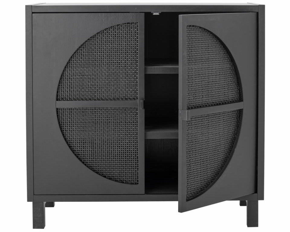 Anrichte Holz schwarz Landhausstil, innen 3 Fächer