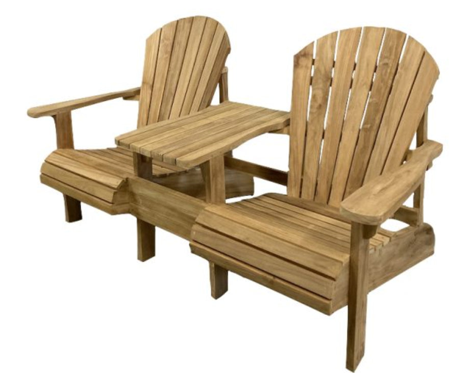 Holz Doppelbank für Garten und Terrasse im Adirondack Stil