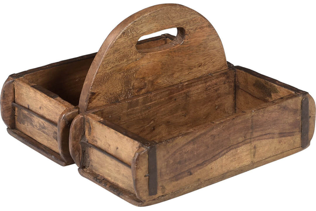 Alter Holzkorb - Doppelziegel Form 2 Fächer