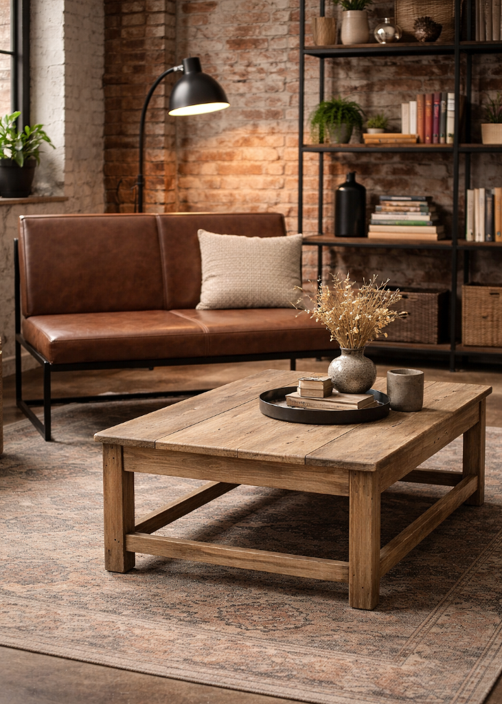 Altholz Couchtisch KLARA shabby Patina Breite 88 cm - Altholzmöbel