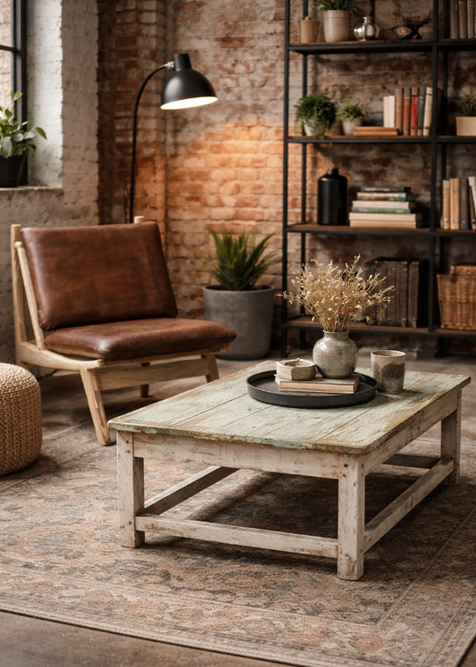 Altholz Couchtisch IDA shabby Patina Breite 88 cm - Altholzmöbel