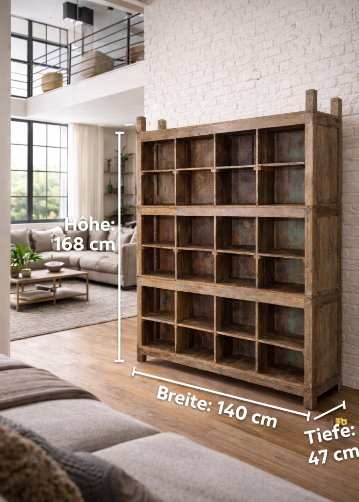 Altes Regal mit 24 Fächern – Unikat aus Altholz