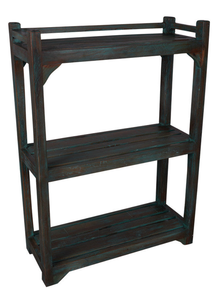 Vintage Altholz Regal Dunkelblau – Shabby Chic Unikat H 76 cm