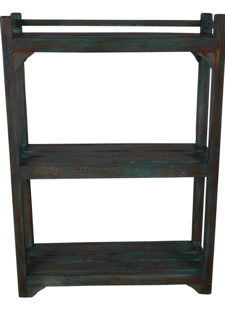 Vintage Altholz Regal Dunkelblau – Shabby Chic Unikat H 76 cm