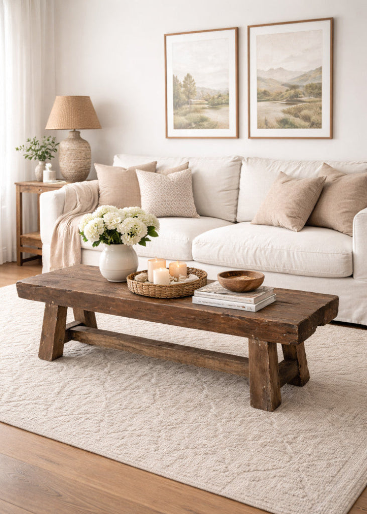 Altholz Bank, Sitzbank B 150 cm im Wohnzimmer als Couchtisch