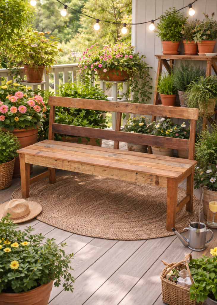 Altholz Bank 2 Sitzer mit Rückenlehne, Gartenbank