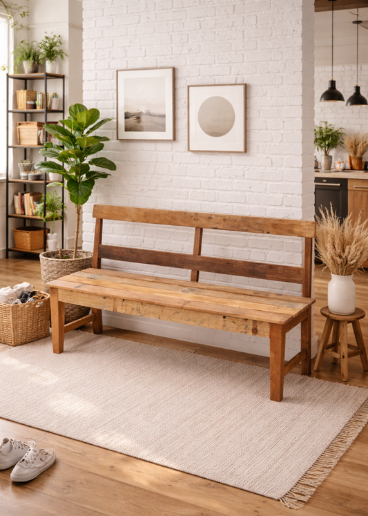 Altholz Bank 2 Sitzer mit Rückenlehne, Flurbank