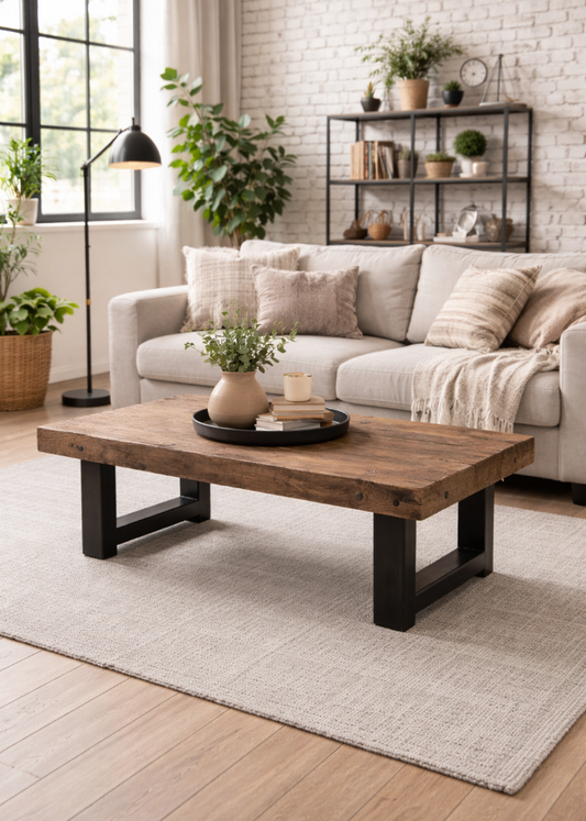 Couchtisch aus recyceltem Holz 120x60 cm – Industrial Style