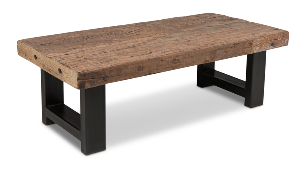 Massiver Altholz Couchtisch mit Metallbeinen – Natürlich & Modern