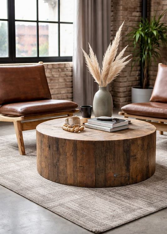 Altholz Couchtisch SANA rund 90 cm - Altholzmöbel