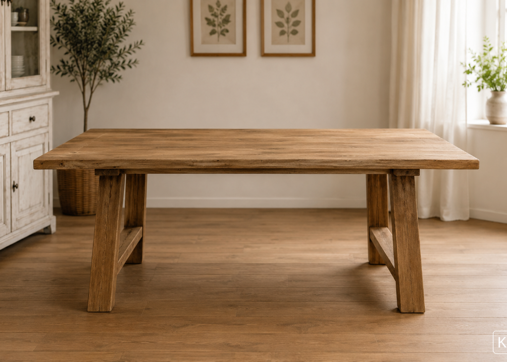 Massiver Altholz Esstisch 200 x 110 cm im modernen Landhaus- und Industrial-Stil