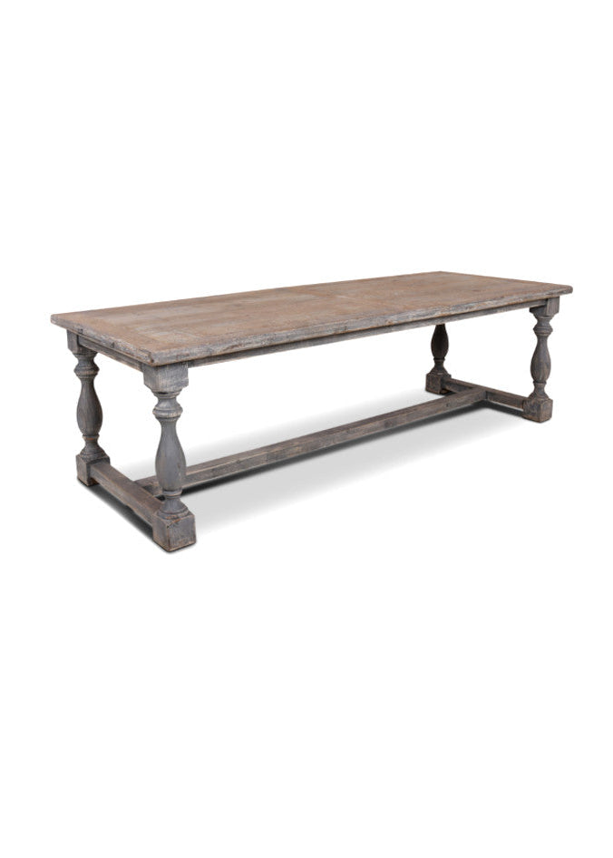 Altholz Esstisch antik grau, großer Holztisch vintage grau-natur