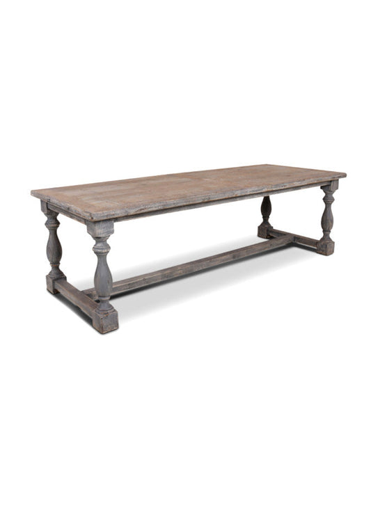 Altholz Esstisch antik grau, großer Holztisch vintage grau-natur