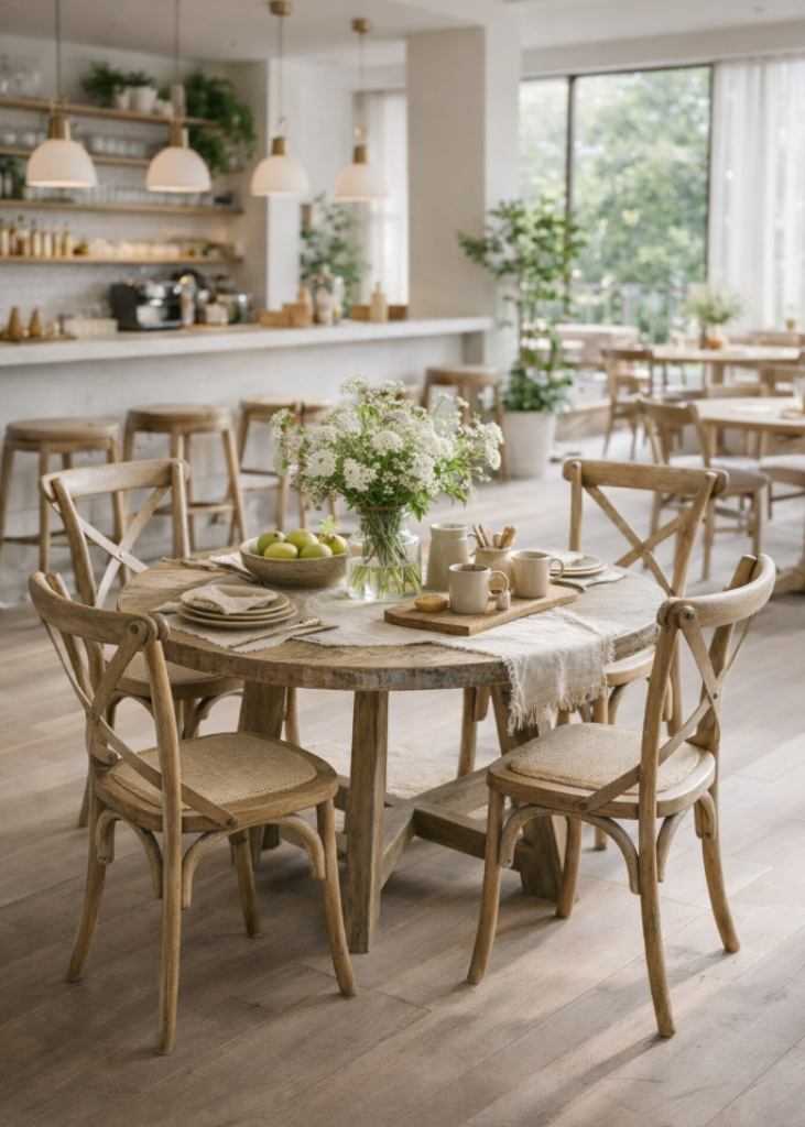 Altholz Esstisch rund 120 cm - Gastronomie Einrichtung